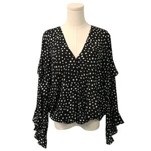 Max Studio Ruffle Top L | NWT $88 | Rufflecore Meets Dark Academia Blouse
